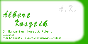 albert kosztik business card